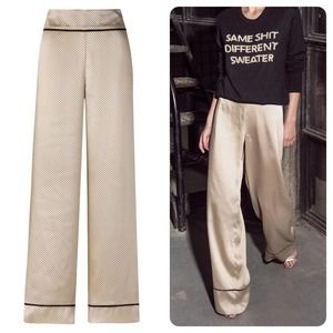 Moda Zeta Dotted Guy Pants Cream Satin Size 2